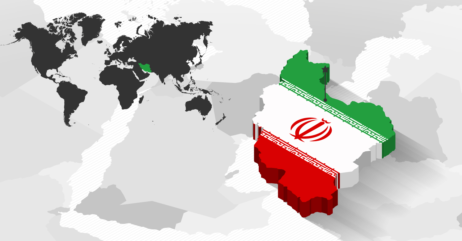 وکتور نقشه‌ی ایران در قاره‌ی آسیا