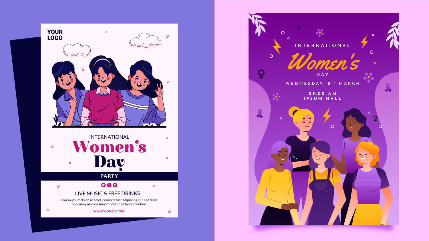 نمونه‌های از پوستر با موضوع روز جهانی زن و دختر