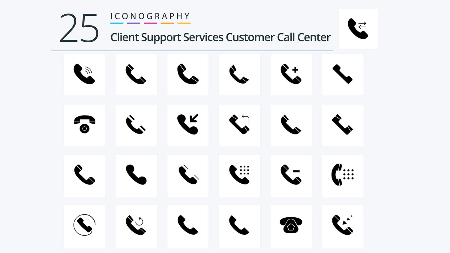 مجموعه 25 تایی آیکون تماس شامل: تلفن، موبایل، تماس و ...