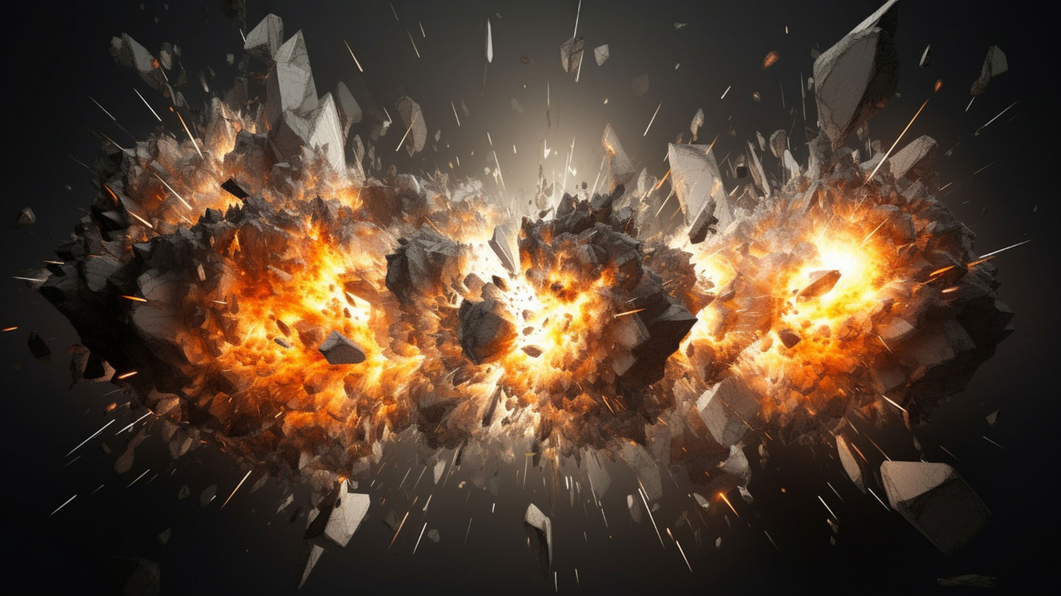 تصویر سه‌بعدی انفجار با شعله های آتش
