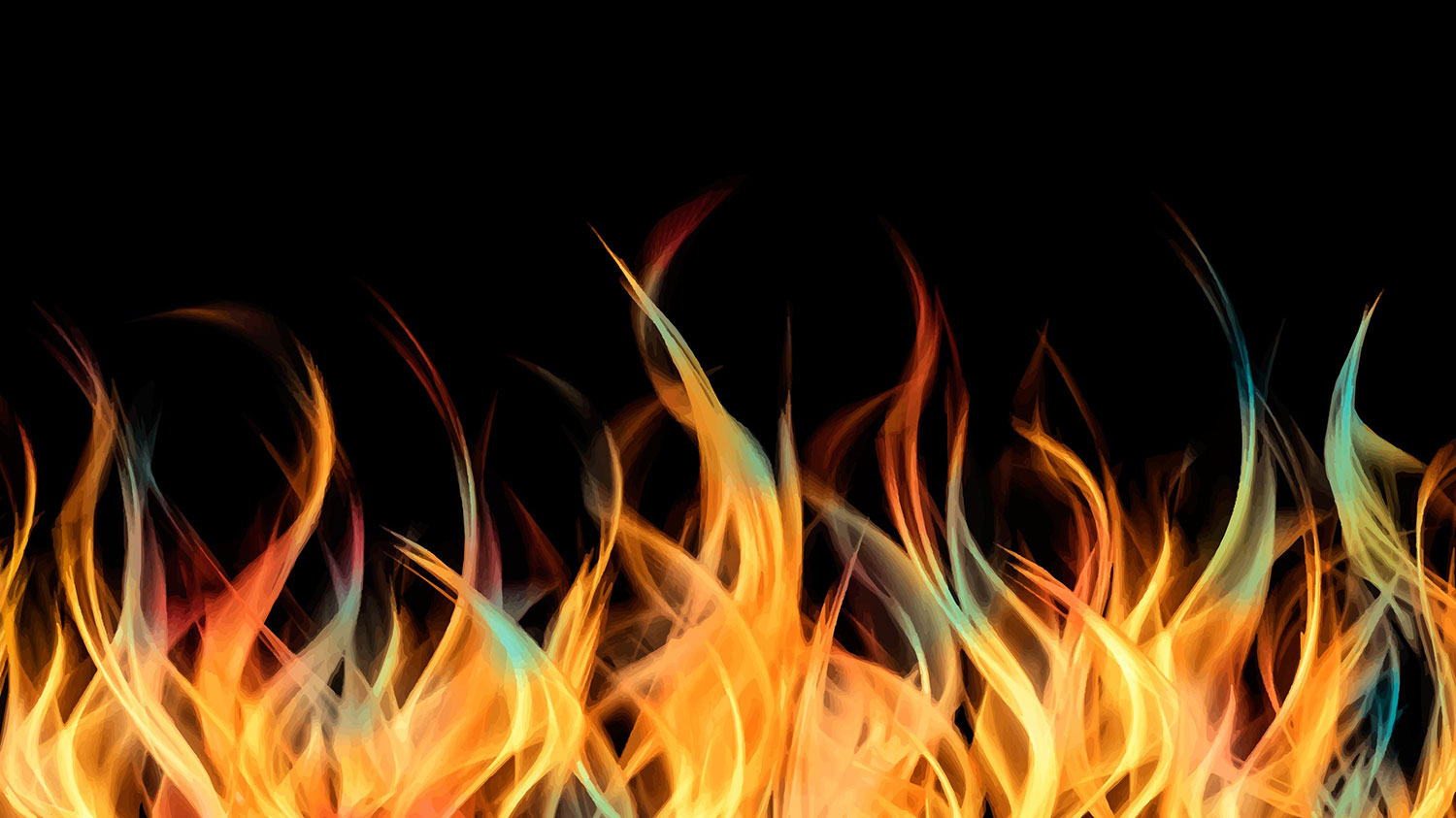تصویر شعله‌های آتش در پس‌زمینه مشکی