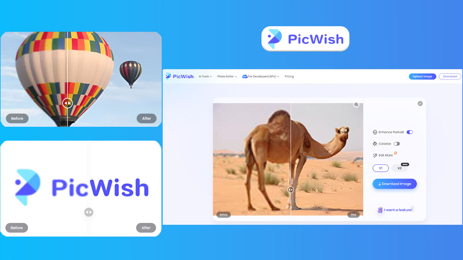 نمونه‌هایی از بالا بردن کیفیت عکس با سایت picwash